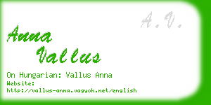 anna vallus business card